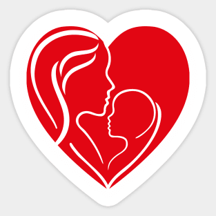 Mom, child and heart Sticker